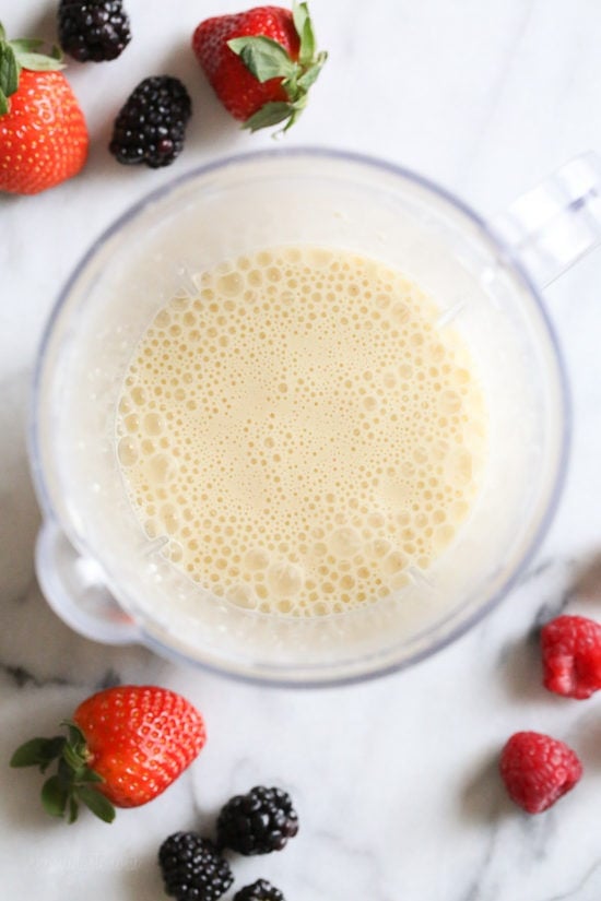 With just 4 main ingredients and everything prepared in the blend, this Easy Crepes Recipe is virtually foolproof! These blender crepes are so easy to make, and are perfect to serve for breakfast or dessert. They can be filled with fruit, jam, yogurt, ice cream, you name it!