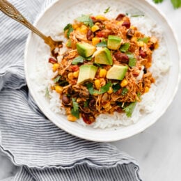 Crock Pot Chicken Taco Chili is an easy slow cooker dump recipe using freezer and pantry staples!