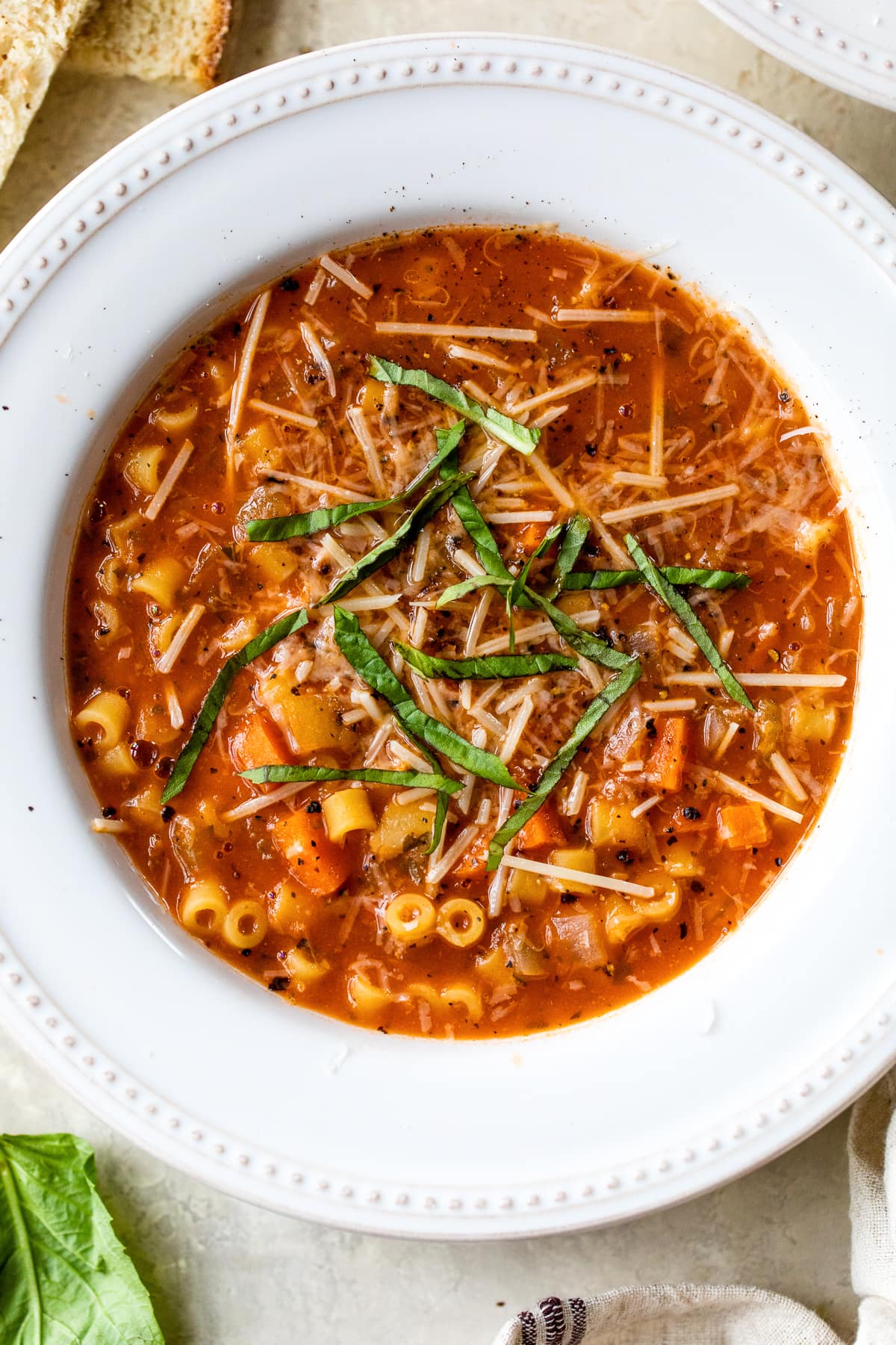 Pasta and Beans Soup with basil