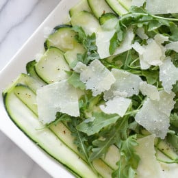 This light 5-ingredient zucchini carpaccio salad is this perfect summer side dish. You can serve this as an appetizer, side dish or even as a light lunch for 2.