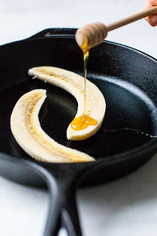 honey drizzled on bananas