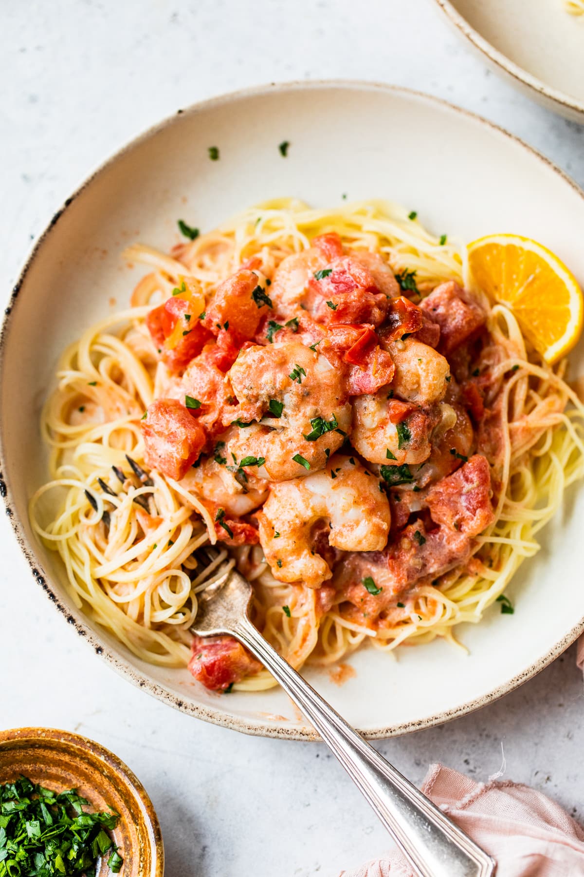Angel Hair with Shrimp and Pink Tomato Sauce