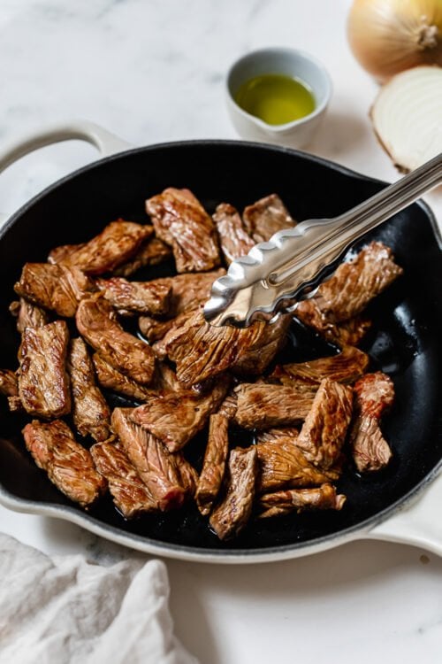 cooked thin steak