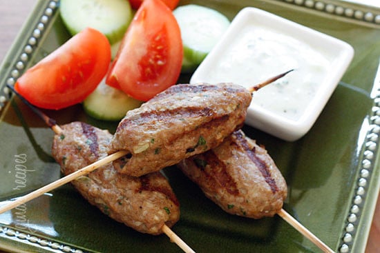 If you're looking for something different to make at your next BBQ, give these Middle Eastern inspired turkey kebabs a try! A cross between a grilled meatball and a hamburger on a stick. You can skip the stick if you wish or even cook them in a skillet, but with Memorial Day around the corner, I thought these would be fun!