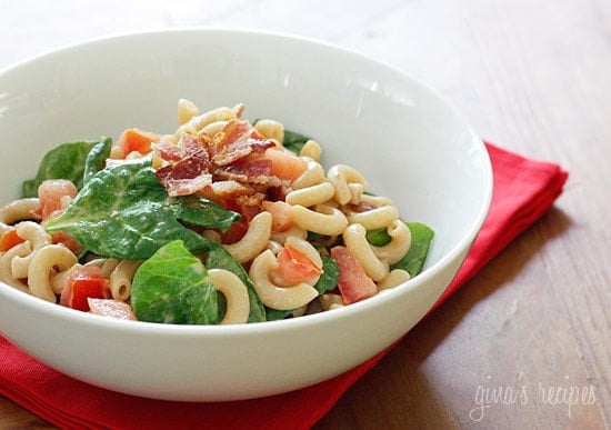 Dads like bacon so I thought a bacon, lettuce and tomato summer pasta salad would be a perfect side dish for your Father's Day picnic. The L in this BLT salad should really be an S but I didn't like the sound of a BST.