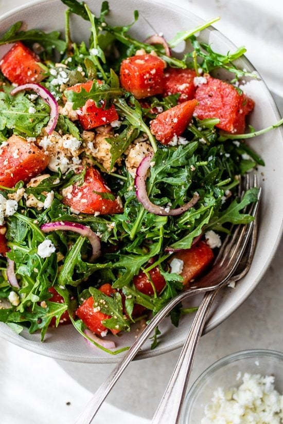 Watermelon Arugula and Feta Salad