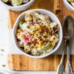 Fall Fruit Salad with apples and grapes in a bowl.