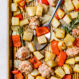 One Pan Roasted Potatoes Sausage and Peppers is one of my favorite, fuss-free sheet pan dinners. Perfect for weeknights and bonus points for easy cleanup!