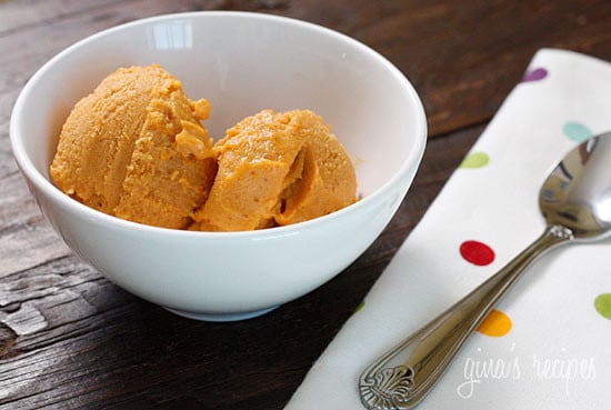 Pumpkin Ice Cream – All the flavors you love about pumpkin pie, only frozen! This sherbet is creamy and perfectly spiced, made with milk, pumpkin puree, and spices.