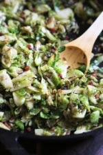 Sautéed Brussels Sprouts with Pancetta is the best Brussel sprout recipe! Lightly pan fried until crisp and slightly browned on the edges, it's my favorite way to cook and eat them!