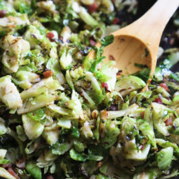 Sautéed Brussels Sprouts with Pancetta is the best Brussel sprout recipe! Lightly pan fried until crisp and slightly browned on the edges, it's my favorite way to cook and eat them!