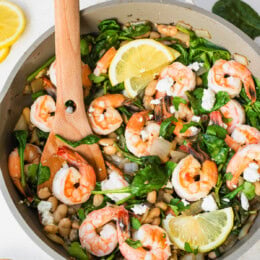 Shrimp and White Beans with Spinach and Feta