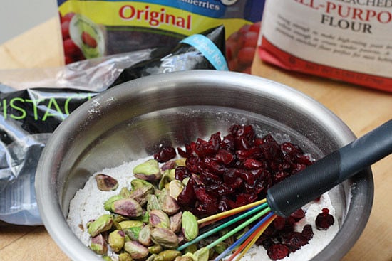 Don't you just love a good biscotti in the morning with a cup of coffee? These Italian biscotti cookies are loaded with pistachios and cranberries, twice baked to form a crispy delicious cookie, perfect for dunking!