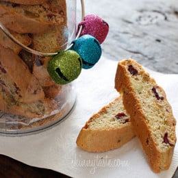 Don't you just love a good biscotti in the morning with a cup of coffee? These Italian biscotti cookies are loaded with pistachios and cranberries, twice baked to form a crispy delicious cookie, perfect for dunking!