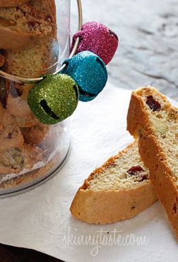 Don't you just love a good biscotti in the morning with a cup of coffee? These Italian biscotti cookies are loaded with pistachios and cranberries, twice baked to form a crispy delicious cookie, perfect for dunking!