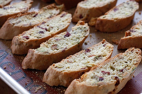 Don't you just love a good biscotti in the morning with a cup of coffee? These Italian biscotti cookies are loaded with pistachios and cranberries, twice baked to form a crispy delicious cookie, perfect for dunking!