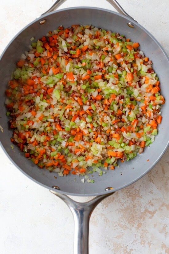 Saute the vegetables.