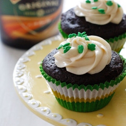 Chocolate Stout Cupcakes with Bailey's Irish Cream Cheese Frosting – Yes, you read that right, there is ale in the cupcakes and Bailey's in the frosting! I guess it's safe to call these grown-up cupcakes, and boy are they good!!