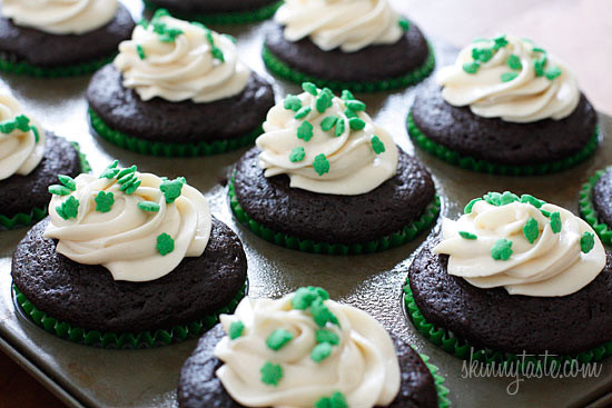 Chocolate Stout Cupcakes with Bailey's Irish Cream Cheese Frosting – Yes, you read that right, there is ale in the cupcakes and Bailey's in the frosting! I guess it's safe to call these grown-up cupcakes, and boy are they good!!