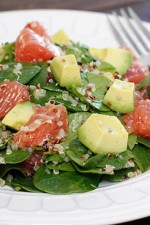 This Quinoa Salad with Spinach Grapefruit and Avocado is loaded with vitamin C, A, Potassium and good heart-healthy fats!!