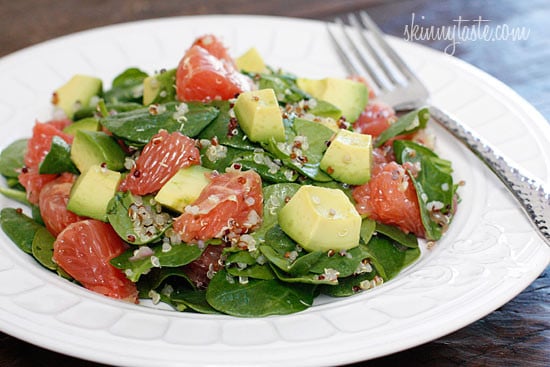 This Quinoa Salad with Spinach Grapefruit and Avocado is loaded with vitamin C, A, Potassium and good heart-healthy fats!!