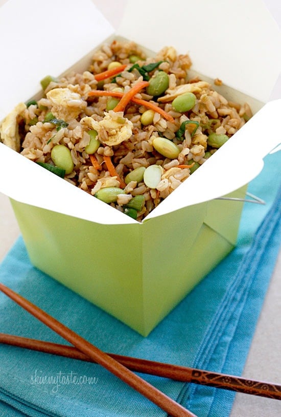 Make a healthier version of your favorite take-out with this Asian edamame fried rice! I'm a sucker for Chinese fried rice, but who knows how much oil is added when you order it out. Making it yourself is healthier and easy to do.