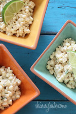 Sweet summer corn lightly coated with lime infused mayonnaise, a touch of hot chili powder and cojita cheese. Also known as the Mexican street corn salad, elote