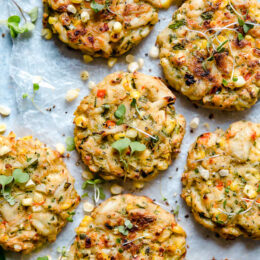 Deliciously Baked Corn and Crab Cakes made with lump crab and sweet summer corn. Bake them in the oven or air fryer!