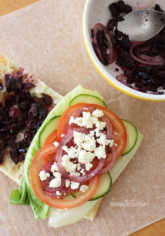 If you love a Greek Salad, then you'll love this sandwich. Crisp Romaine lettuce, tomatoes, cucumbers, kalamata olives, feta cheese and red onion on ciabatta bread with a touch of oil and red wine vinegar.