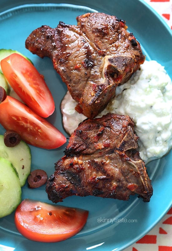 I love the Mediterranean flavors of these grilled harissa lamb loin chops marinated with fresh lemon juice, garlic, cumin and harissa.