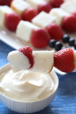 If you need a quick dessert that doesn't require much work, it doesn't get easier than this! These fresh strawberry, blueberry and angel food cake skewers are perfect for Memorial Day.