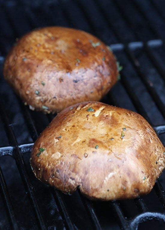 Marinaded, grilled portobello mushroom caps.