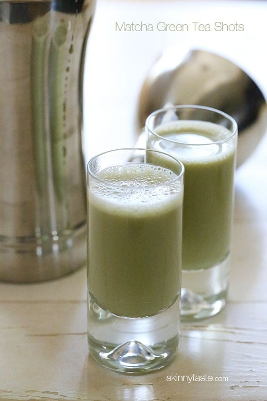 These healthy matcha green tea energy shots give you a BLAST of antioxidants, the perfect afternoon pick-me-up for a healthy Happy Hour!