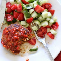 Making meatloaf in the skillet is perfect for busy weeknights – it's ready in less than 30 minutes! I took my basic turkey meatloaf recipe, swapped the ketchup for jarred Mina Harrisa (or you can use homemade), added shredded zucchini and made them in the skillet.