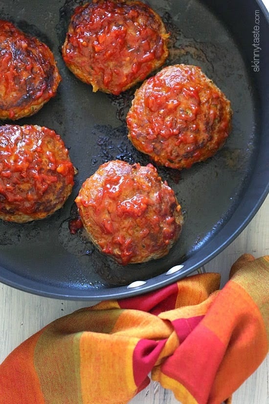 Skillet Harissa Turkey Meatloaf Skillet Harissa Turkey Meatloaf – making them in the skillet means ready in less than 30 minutes! These got RAVE reviews on Skinnytaste!