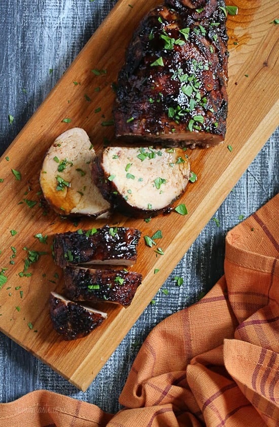 Lean pork tenderloin with a sweet and tangy glaze, and super easy to make!