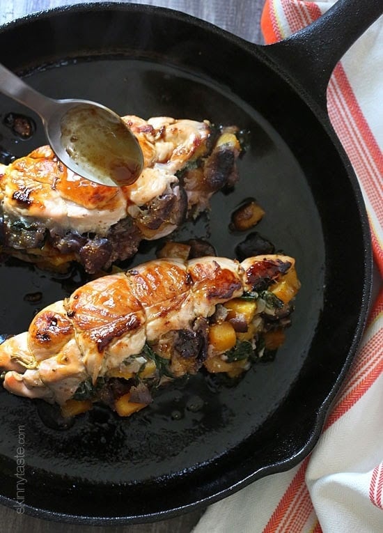 Stuffed Turkey Breasts with Butternut Squash and Figs is a wonderful one-pot, fall dish. Stuffed with savory-sweet butternut squash, spinach and figs, it's a delicious meal-in-one! Stuffed Turkey Breasts with Butternut Squash and Figs is a wonderful One-Pan Fall dish. This is also Whole30 compliant as well as gluten-free, low-carb, keto and Paleo. Turkey tenderloins are stuffed with sauteed butternut squash, spinach and figs, a meal-in-one with savory and sweet flavors.