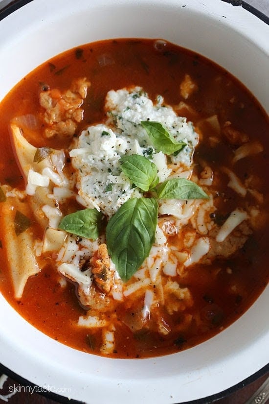 Lasagna Soup has everything you love about lasagna – all in one bowl of soup! Loaded with chicken sausage, lasagna noodles, marinara and cheese. It's easy, filling, hearty and perfect for a cold winter night. Everything you love about lasagna – all in one bowl of soup! Loaded with chicken sausage, lasagna noodles, marinara and cheese. It's easy, filling, hearty and perfect for a cold winter night.