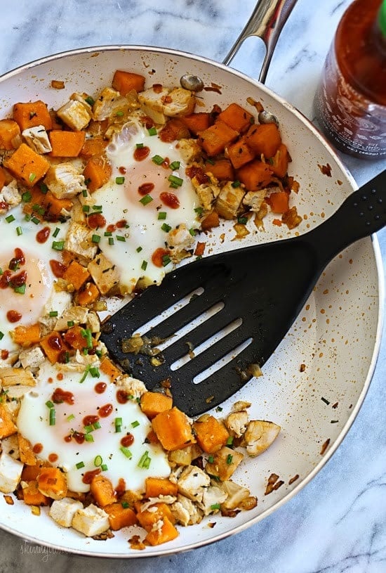 Skillet Sweet Potato Chicken Hash with Eggs Skillet Sweet Potato Chicken Hash with Eggs – perfect for breakfast, brunch or lunch!