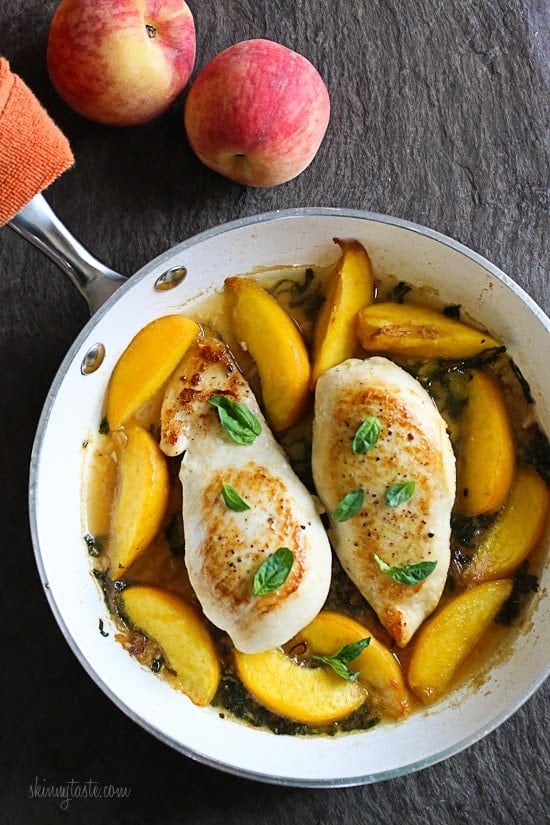 Skillet Basil-Peach Chicken Breasts Skillet Basil-Peach Chicken Breasts - a light and easy summer dish!