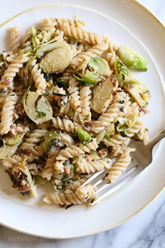 Brussels Sprouts Carbonara Brussels Sprouts Carbonara – This dish combines a few of my favorite things, caramelized shredded brussels sprouts, pasta and pancetta in a delicious, creamy sauce that takes about 15 minutes to make.