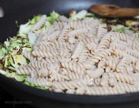 Brussels Sprouts Carbonara – This dish combines a few of my favorite things, caramelized shredded brussels sprouts, pasta and pancetta in a delicious, creamy sauce that takes about 15 minutes to make.