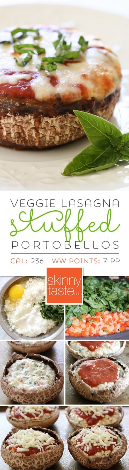 Veggie Lasagna Stuffed Portobello Mushrooms Veggie Lasagna Stuffed Portobello Mushrooms – low-carb, gluten-free and vegetarian