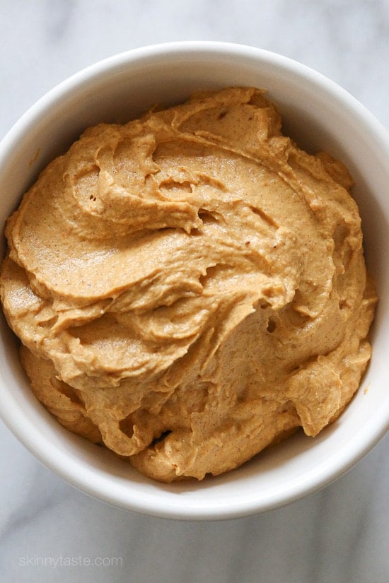 Pumpkin Spiced Cream Cheese Pumpkin Spice Cream Cheese – an EASY way to enjoy the flavors of Fall for breakfast on bagels, toast, muffins or my favorite, Pumpkin Banana Bread.