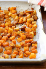 A winter squash medley roasted with a savory, sweet, spicy and smokey seasoning – SO good and a huge hit with my husband!