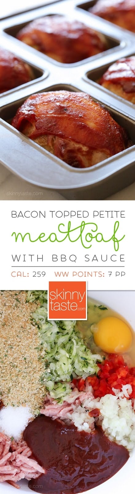 Bacon Topped Petite Turkey Meatloaf with BBQ Sauce Bacon Topped Petite Turkey Meatloaf with BBQ Sauce – healthy and kid friendly, and I even snuck some zucchini inside!