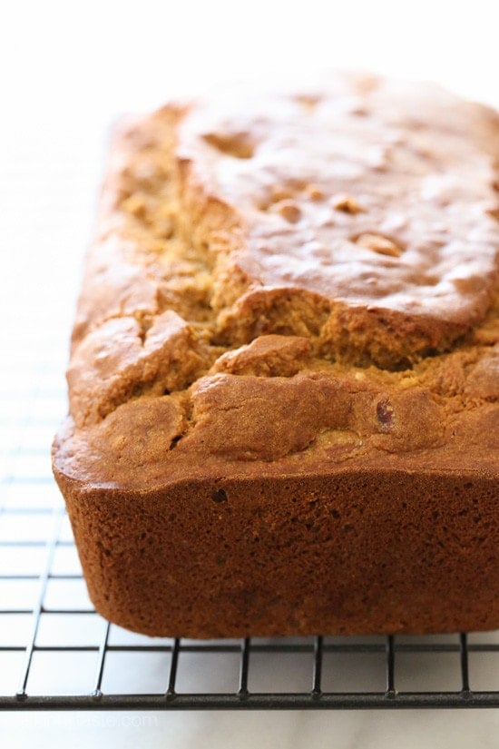 Pumpkin Banana Pecan Bread Pumpkin Banana Pecan Bread – made light by swapping most of the butter for pumpkin puree, bananas and apple sauce!