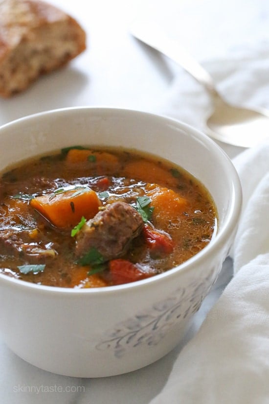 Slow-Cooker Beef and Kabocha Squash Stew On a cold rainy night, there's nothing like warming up to a bowl of hearty beef stew made with winter squash, Marsala wine and fresh herbs. Make this in the slow cooker or pressure cooker, serve it with crusty bread and you have yourself a meal.