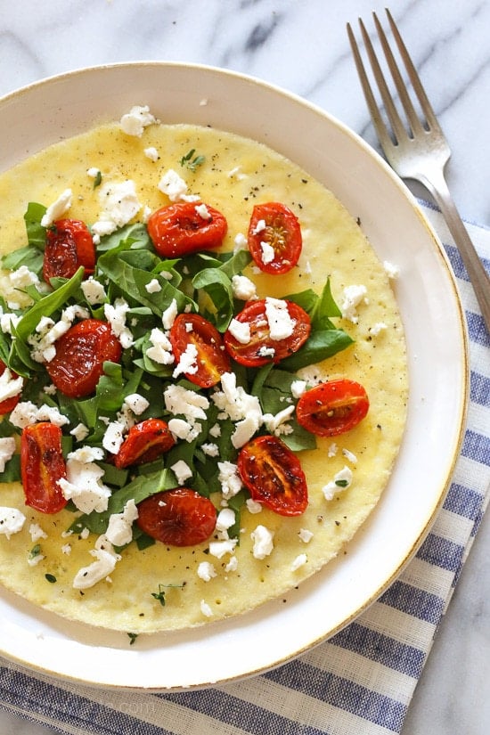 Open-Faced Omelet with Feta, Roasted Tomatoes and Spinach Open-Faced Omelet with Feta, Roasted Tomatoes and Spinach