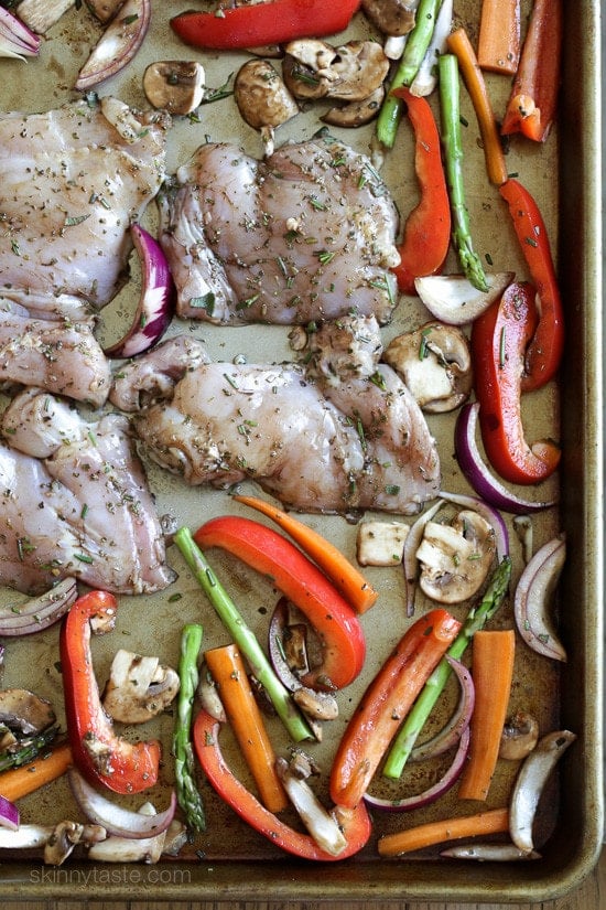 Balsamic Chicken with Roasted Vegetables Balsamic Chicken with Roasted Vegetables – an easy meal-in-one! Smart Points: 8 Calories: 401